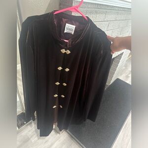 R&M Richards Black Velvet Coat with Gold Accent set